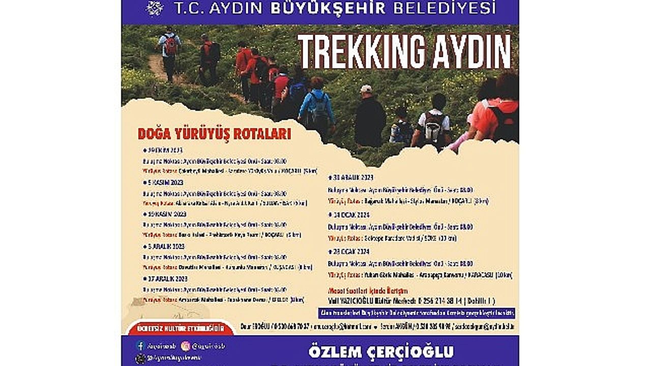 Aydın Büyükşehir Belediyesi, doğaseverleri "Trekking Aydın" etkinliği ile buluşturuyor