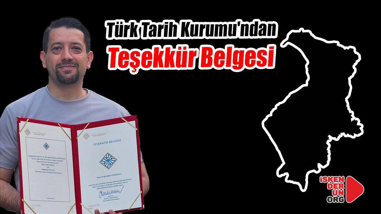 Türk Tarih Kurumu'ndan Teşekkür Belgesi