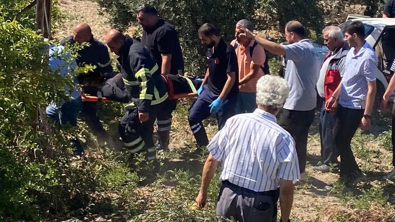 Altınözü’nde yoldan çıkan oto zeytinliğe çarptı…