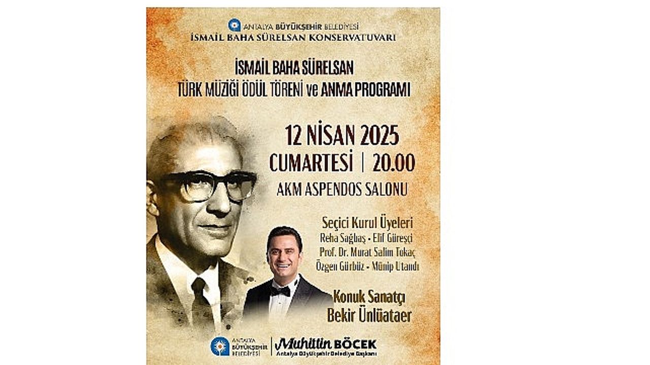 İsmail Baha Sürelsan ödül töreni ve konser ile anılacak