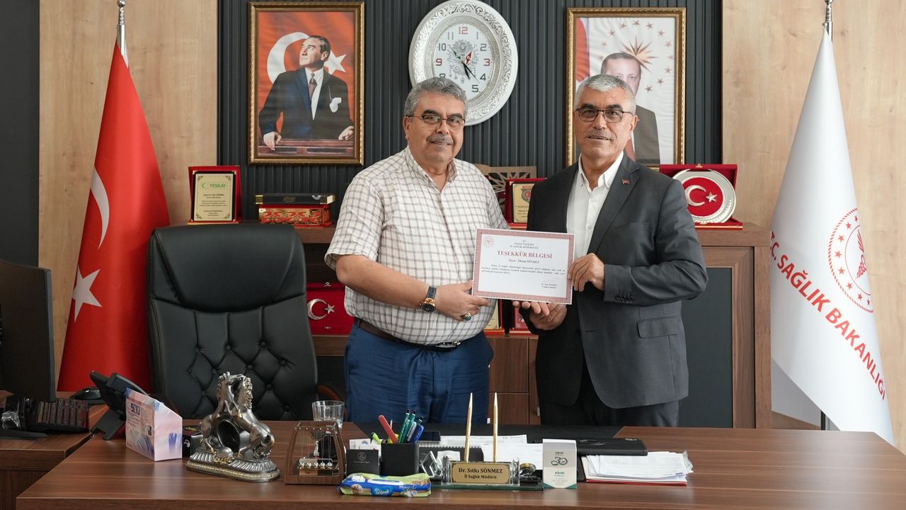 İl Sağlık Müdürü Sönmez’den Teşekkür Belgesi