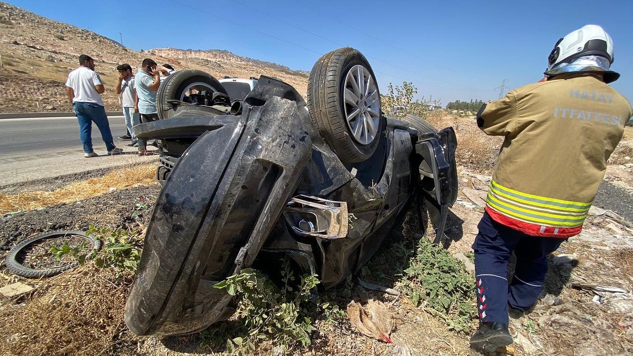 Kırıkhan’da Otomobil takla attı, bir kişi yaralandı!