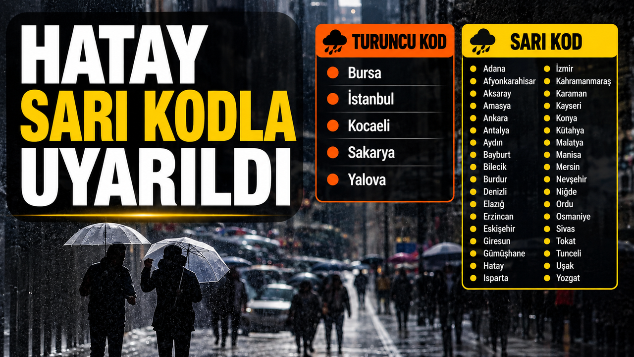 Hatay’a Sarı Kodlu Yağış Uyarısı!