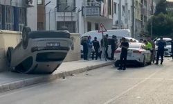 Okul Duvarını Parçalayan otomobil takla attı!