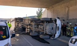 Damperi açık giden Kamyon devrildi…