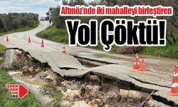 Altınöz’nde iki mahalleyi birleştiren yol çöktü!