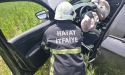 Kontrolden çıkan otomobil, ekili araziye girdi…