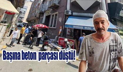 Çay İçerken Başına Beton Parçası Düştü!