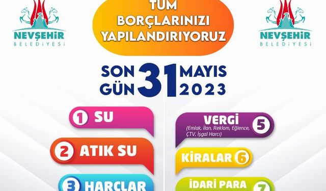 Nevşehir Belediyesi'nden yapılandırma uyarısı