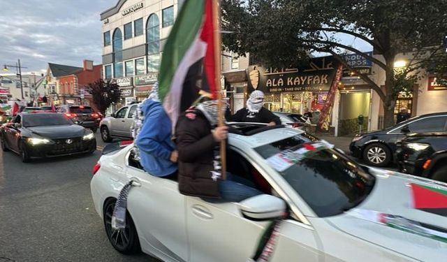 ABD'de Filistin'e destek protestosu... Konvoy oluşturuldu, şehirde tur atıldı!