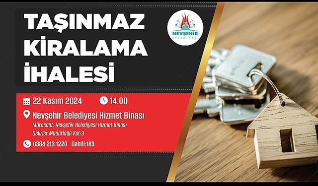 Nevşehir Belediyesi’nden taşınmaz kiralama ihalesi.