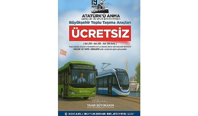 19 Mayıs'ta Kocaeli'nde ulaşım ücretsiz