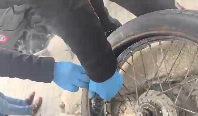 Motosiklet lastiğinden yasaklı madde çıktı!