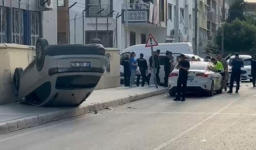 Okul Duvarını Parçalayan otomobil takla attı!