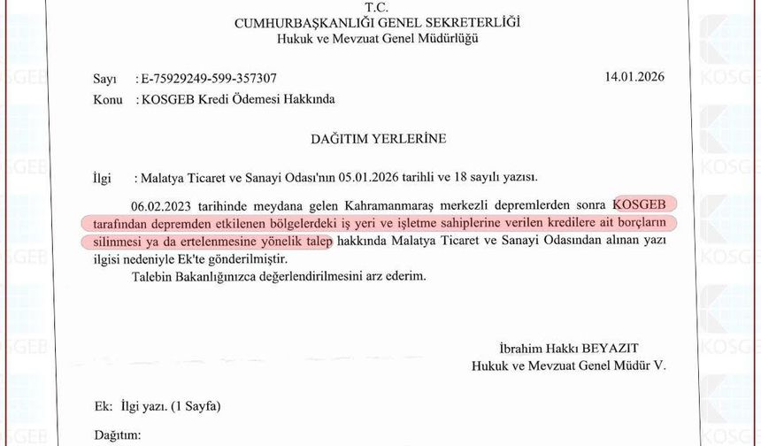 KOSGEB kredileri silinmesi ötelenmesi gündemde