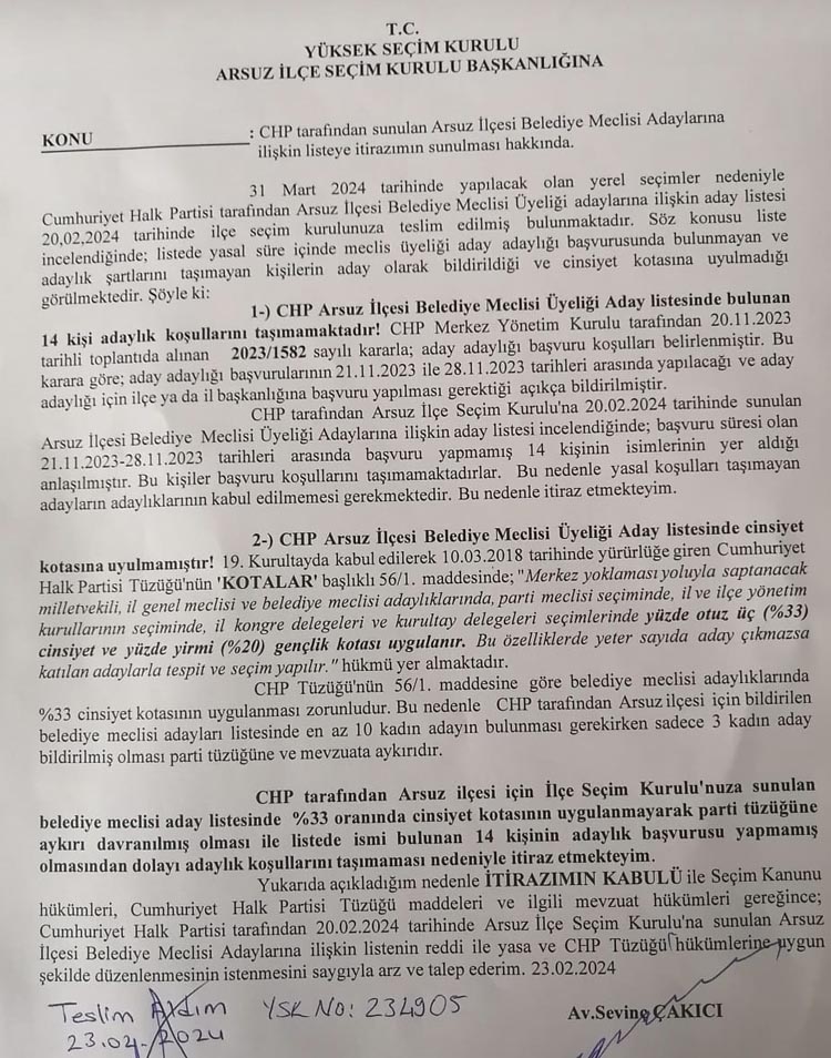 Meclis Listesine Itiraz 1